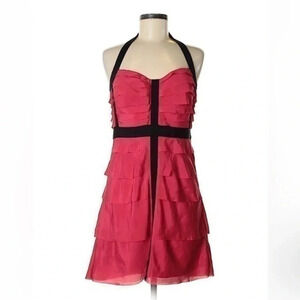Jessica Simpson | Pink & Black Tiered Ruffle Halter Dress Size 8 M Medium